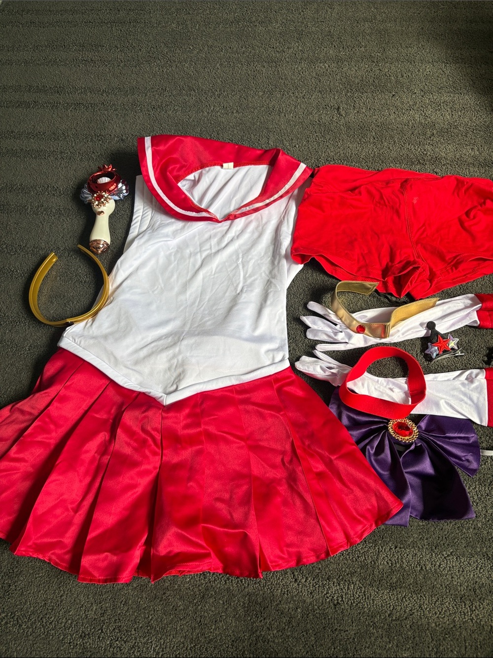 Kids Red and White Sailor Costume Set with Accessories
